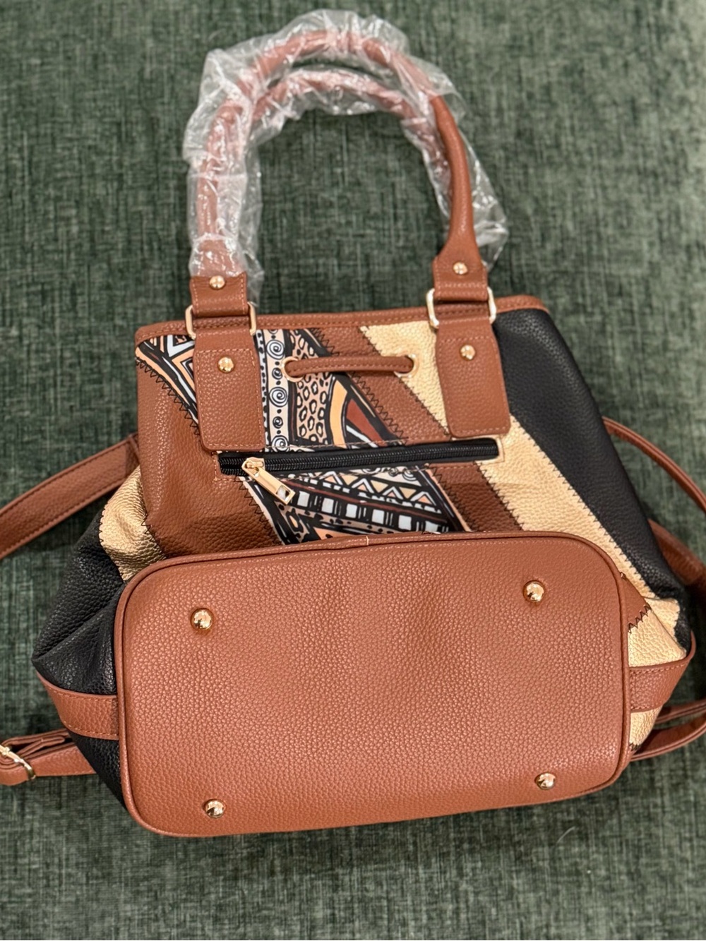 Bob Mackie Brown and Black Patterned Shoulder Bag - Picture 3 of 4